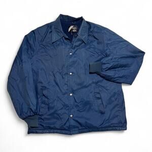 Sears Outerwear Vintage 70s Vintage USA Navy Blue Winbreaker Fleece Jacket XLT